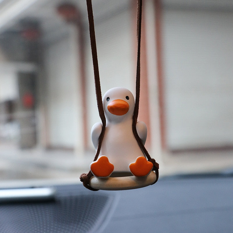 Swinging Duck Hanging Figure Cute Swing Duck For Car Rear View Mirror  Pendant
